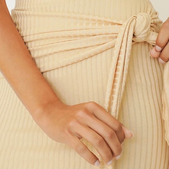 Verge Girl Skirts Verge Girl Eastside Ribbed Tie Mini Skirt In Sand